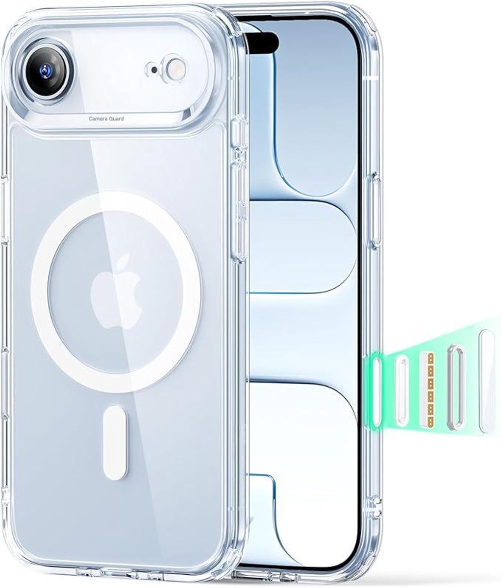 Magnetische Hoesje , geschikt voor iPhone 17 Air, schokbestendige bumper, krasbestendig, transparante achterkant