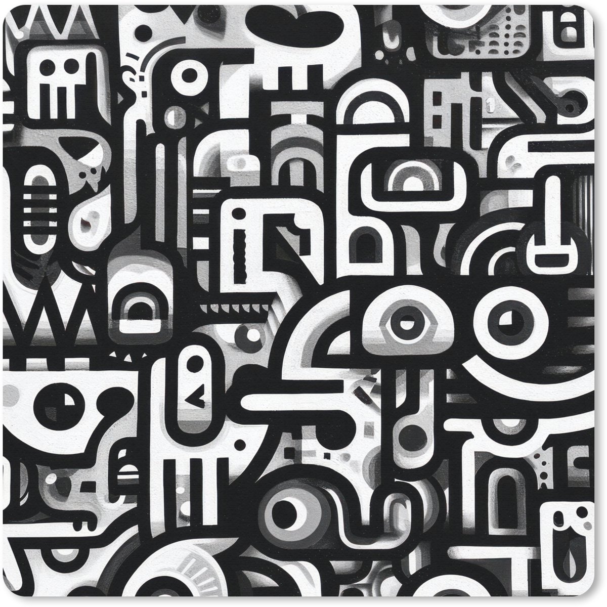 Muismat 30x30 cm - Mousepad Symbolen - Abstract - Grafisch - Zwart - Muismatten