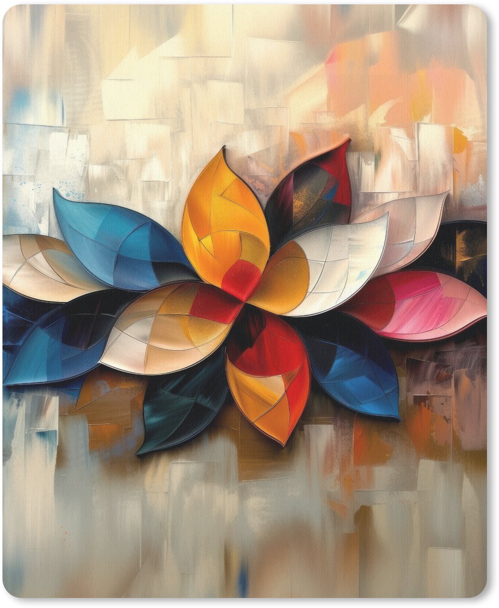 Muismat 19x23 cm - Mousepad Bloem - Abstract - Kleurrijk - Bladeren - Muismatten