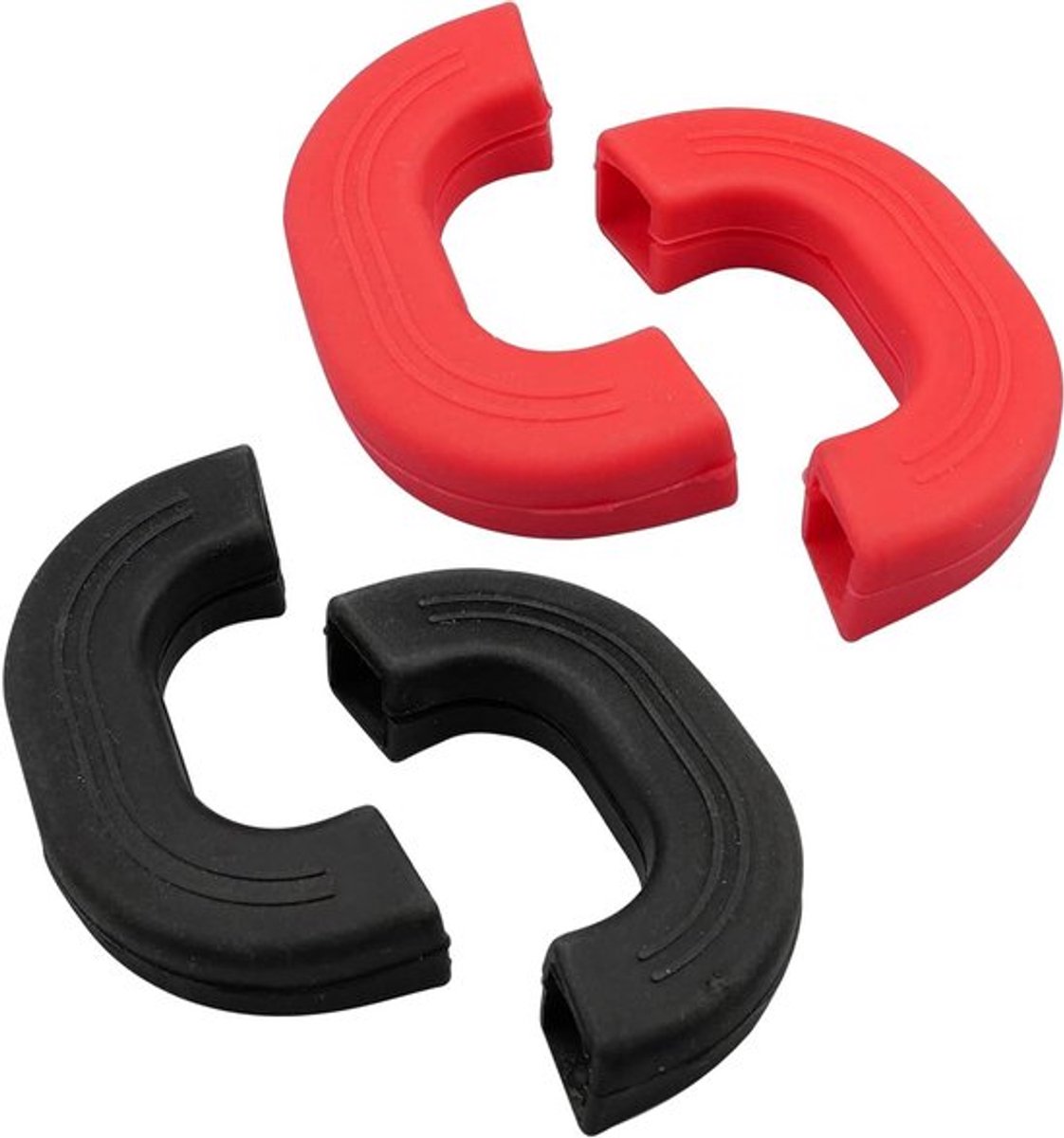 Siliconen Handgrepen voor Pannen en Woks - Hittebestendige Pot Oor Grips - Set van 4 Stuks (Rood/Zwart)