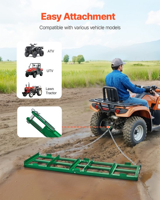 VEVOR Sleepeg Weide eg Weide Sleep Gazon Tractor Veld eg 1830x500mm van VEVOR — afbeelding 4