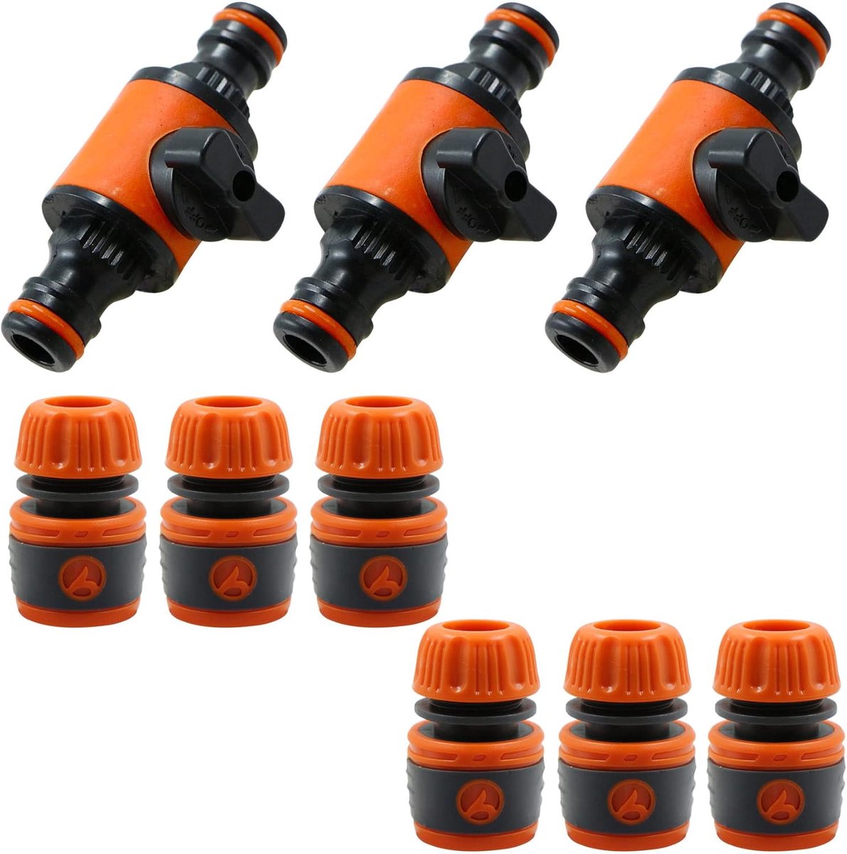 Hose Connector met Controleventiel - Tuinslang - Afsluitkraan - Wateraansluiting voor 1/2 Inch Tuinslang - 3 Stuks
