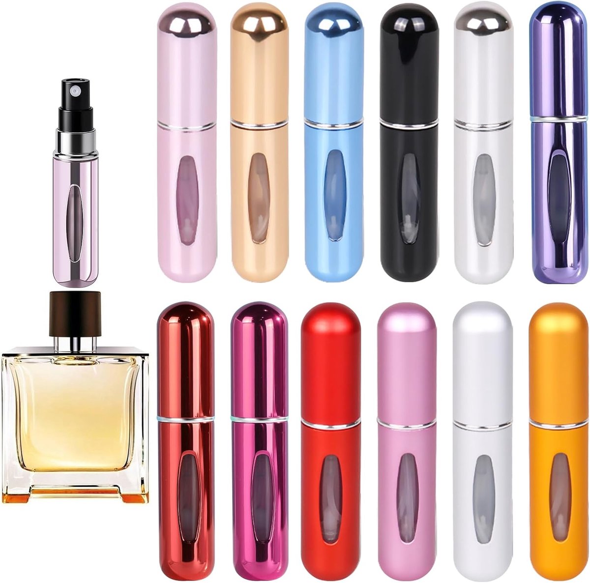 Pack of 12 - 5ml Refillable Mini Spray Bottle - Portable Leakproof Mini Perfume Flacon