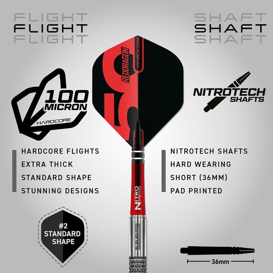 Red Dragon Element 6 B Anniversary Limited Edition 90% - Dartpijlen van Merkloos — afbeelding 3