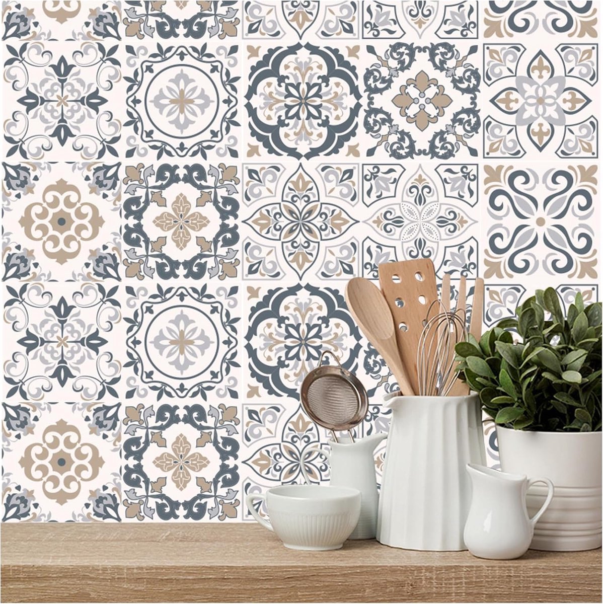 30Pcs Zelfklevende Wandtegels - Wanddecoratie Stickers - PVC Mozaïek Tegel Stickers voor Keuken en Badkamer (20x20cm)