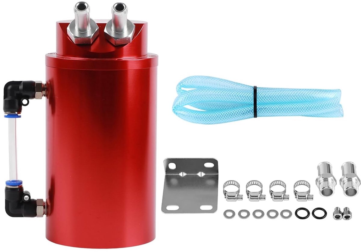 Olieopvangtank - aluminium oliecollector - universele auto oliecollector - compensatiereservoir - opvangtank - oliereservoir met 10 en 15 mm slangverbindingen