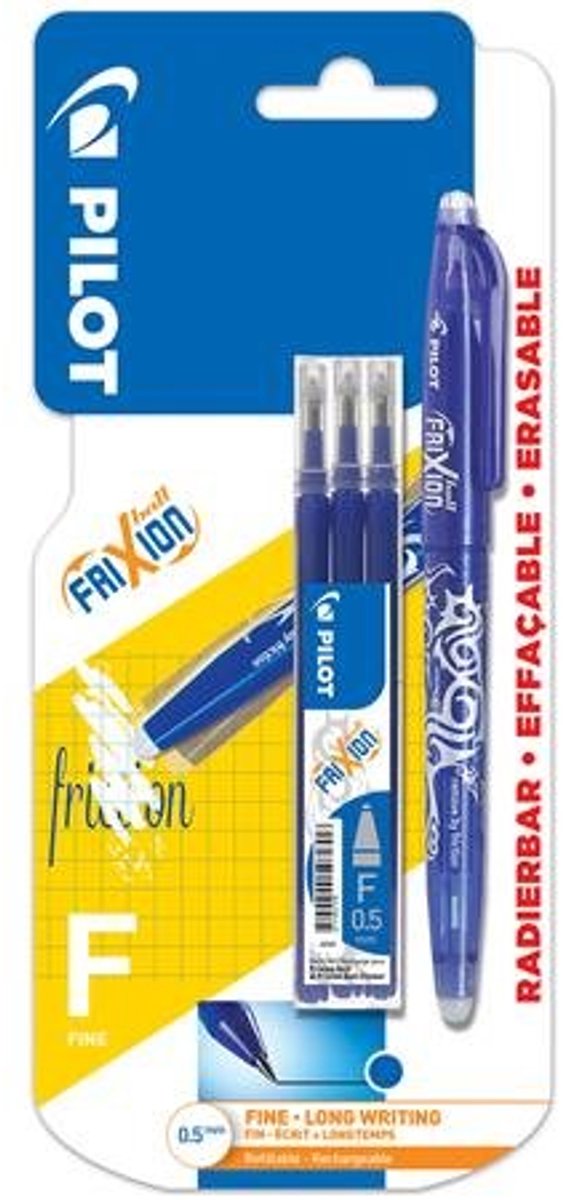 Pilot Frixion Balpen Blauw + 3x Navulling - Uitwisbaar