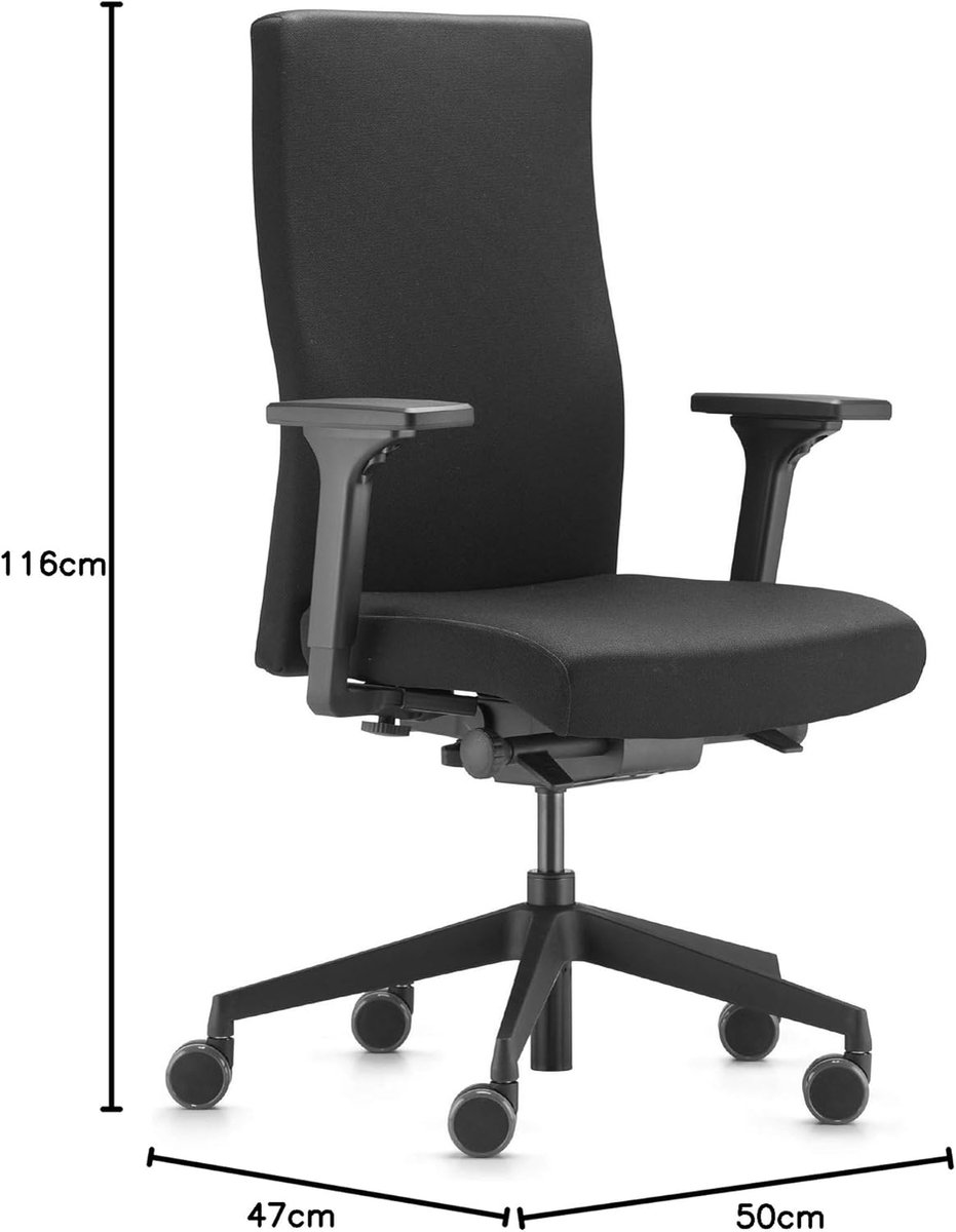 Ergonomische Kantoorstoel Comfort Pro – Testwinnaar Stiftung Warentest – 4D Armleuningen, In Hoogte Verstelbare Rugleuning, Synchronous Mechanisme, Ergonomische Draaistoel voor Thuis- en Kantoorwerk – Zwart
