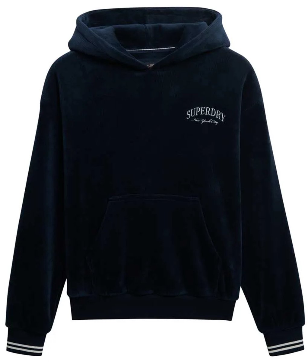 Superdry Country Club Velour Relaxed Hoodie Dames Hoodies Marineblauw
