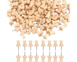 50 Pcs Houten Bulletin Board Spijkers - Duurzame Thumbtacks met Opslagdoos - Pin Pins voor Cork Board, Office, School en Thuis