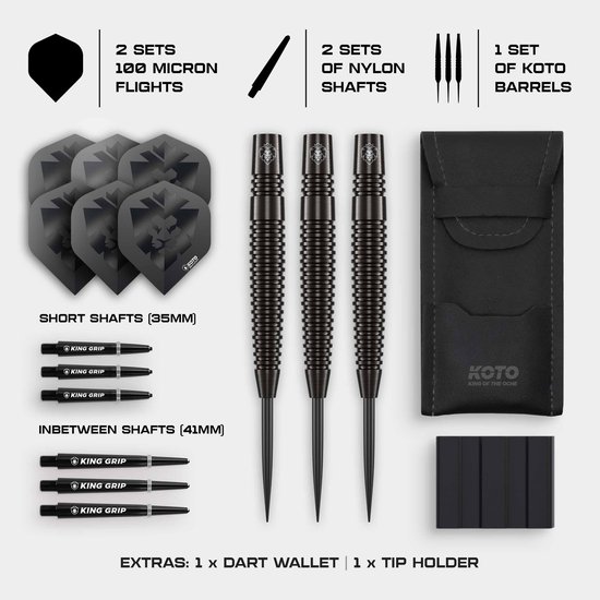 KOTO - Sting Black Torpedo - 90% Tungsten - Dartpijlen - 28 Gram - Zwart - Steeldarts van KOTO — afbeelding 3