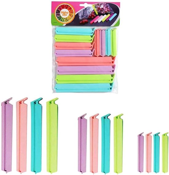 Foto: 10 zwarte rvs 4cm vershoudclips voor afsluiten zakken 38mm stevige klemmetjes clips afsluitclips zaksluiter snackclip vershoudknijper