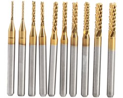 10pcs End Mill Set - Milling Cutter Engraving Bits - 1.0-3.0mm Tungsten Coated End Mill - Cemented Carbide CNC Milling Cutter - Cutters Tools voor Pcb Machine en Bewerking