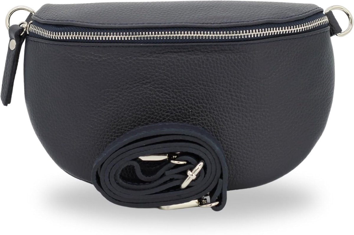 BELCHOME Sahel heuptas voor dames, handgemaakte schoudertas en crossbodytas van echt leer met brede leren riem en extra schouderband met patroon, stijlvolle heuptas met twee ritssluitingen, gemaakt in Italië