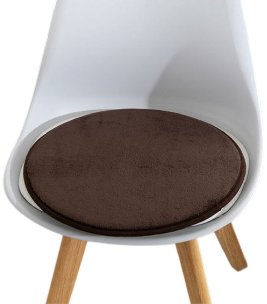 Stoelkussen - Zitkussen - Rond zitkussen - Eetkamerstoelkussen - Woondecoratie - Geschikt voor woonkamer, eetkamer, kantoor, auto - Bruin - 33 cm