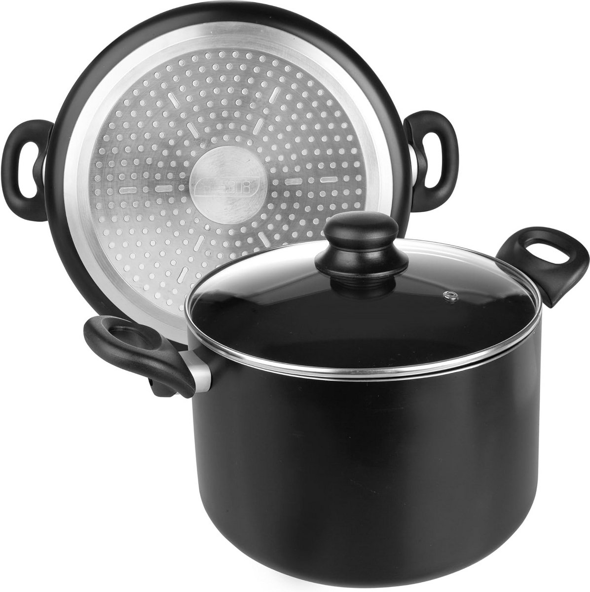 Hoge pan met glazen deksel 24 cm aluminium anti-aanbak inductie geschikt