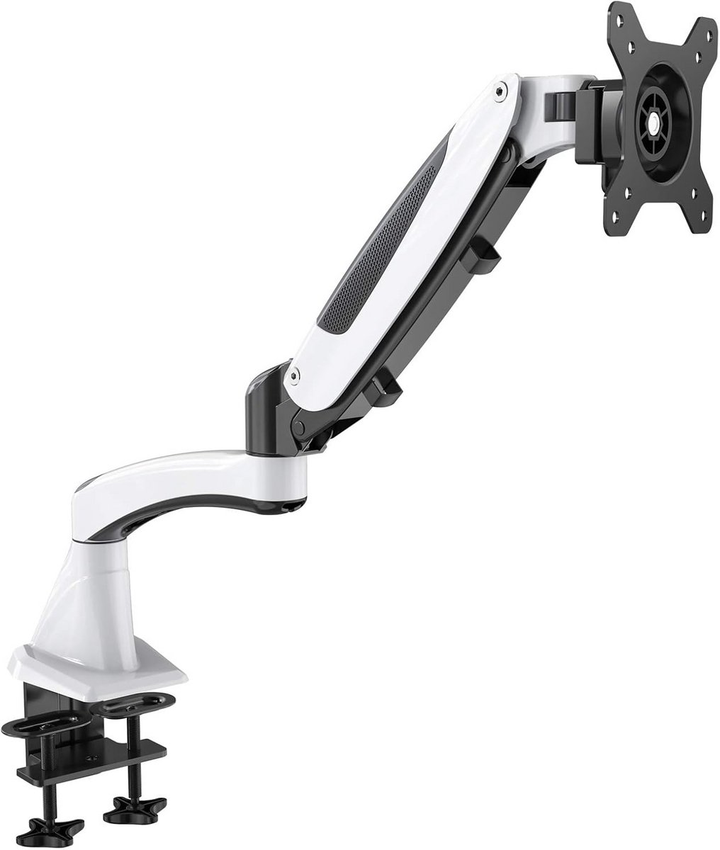 Monitorarm tafelbeugel voor schermen 15-34 inch, VESA 75/100, 360° draaibaar, wit