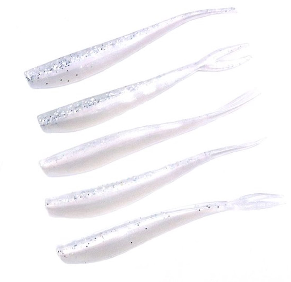 50PCS Soft Lures - 70mm Wit Paddle Tail Swimbaits voor Baars en Forel