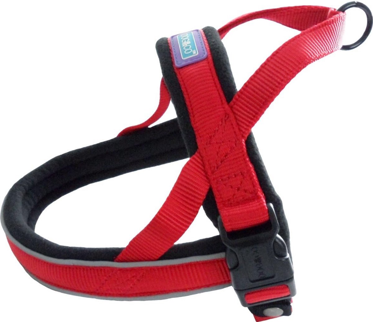 Gewatteerd harnas voor honden, groot, rode kleur, met reflecterende details, 1 inch breed, borstomtrek 22-26 inch, geschikt voor Noorse stijl en actieve honden