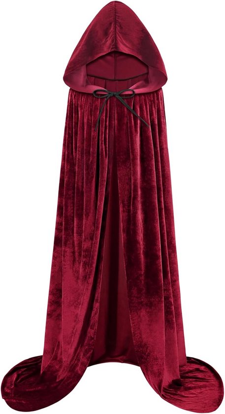 Fluwelen cape met capuchon voor cosplay, Halloween en feesten