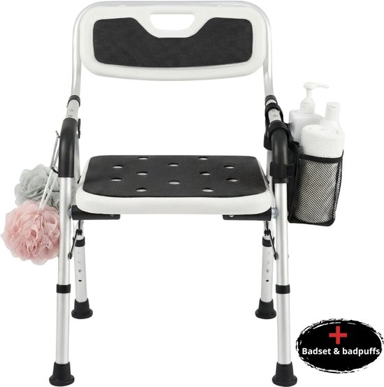 BY JRM® Inklapbare Douchestoel en Douchekruk – 30 dagen uitproberen -anti slip – verstelbare hoogte - douchekrukje - Zwart