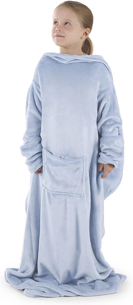 Hoodiedeken met Mouwen en Voettooi voor Kinderen - 90 x 105 cm - 100% Polyester Microfiber - OEKO-TEX® Gecertificeerd - Machinewasbaar - Diverse Kleuren
