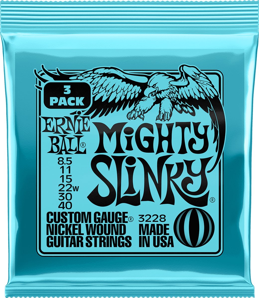 Ernie Ball 3228 Mighty Slinky elektrische gitaarsnaren 3-pack (0085-040)