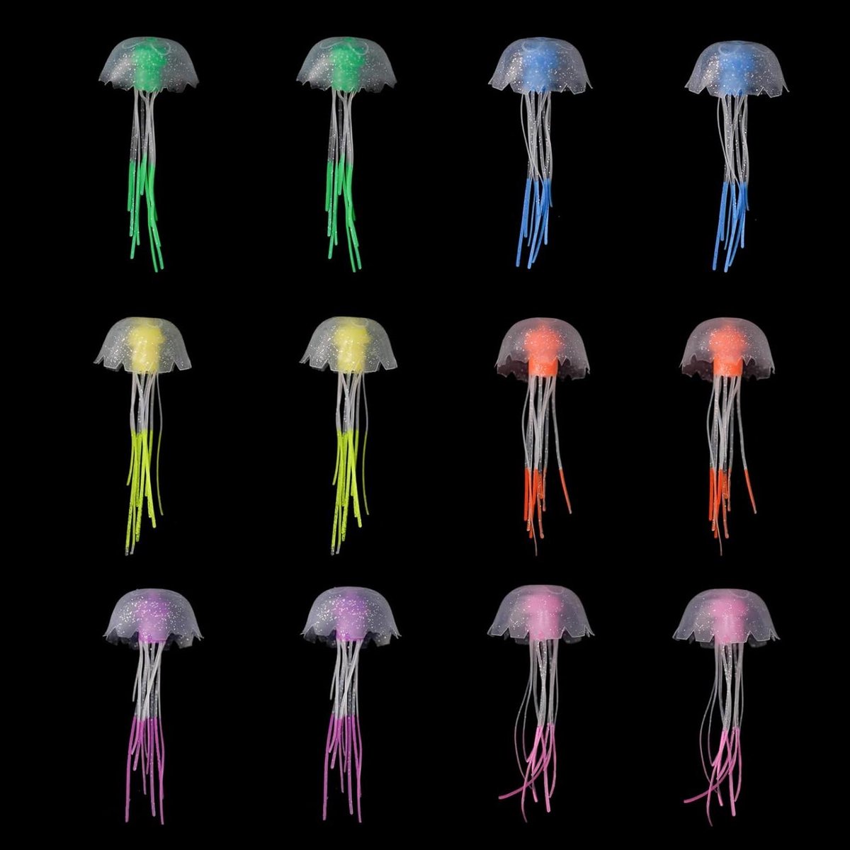 Ronte - Kwallen Aquarium Decoraties - Kleurrijke Drijvende Ornamenten - Gloeiende Decoratie - Kunstmatige Waterplanten - Set van 12 Stuks