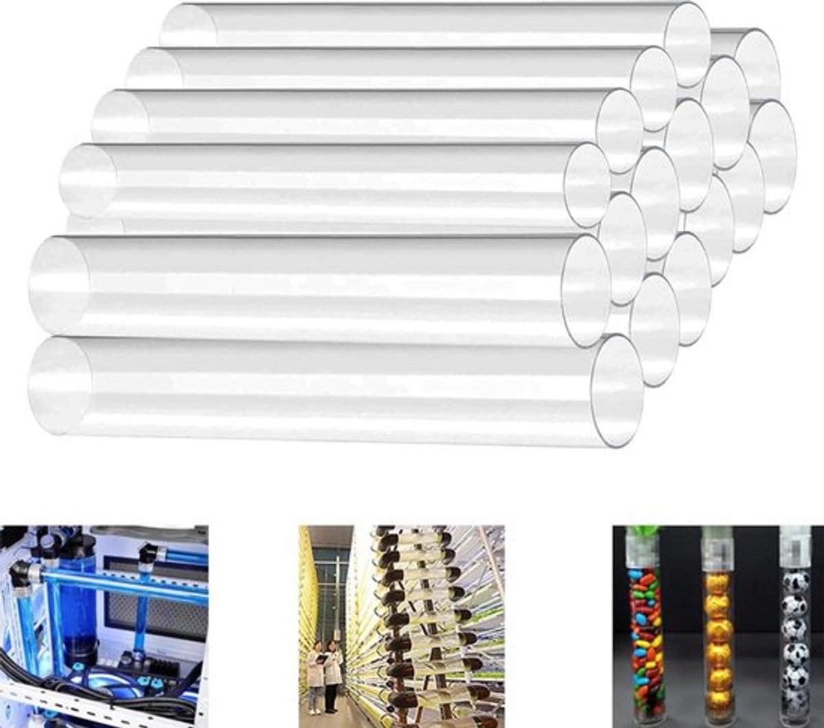 24pcs Duidelijke Acrylbuisreeks - Voor Indrukwekkende Reclameverlichting （2 Grootte）