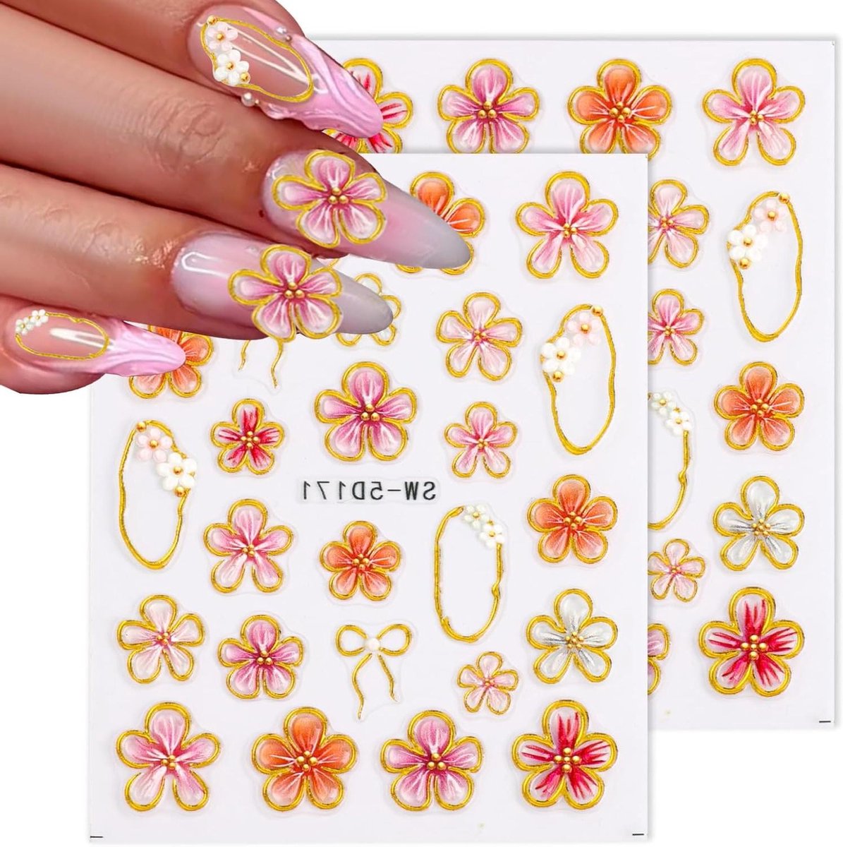 Ronte - Bloemennagelstickers Zomer Manicuredecoratie - 2 Stuks.