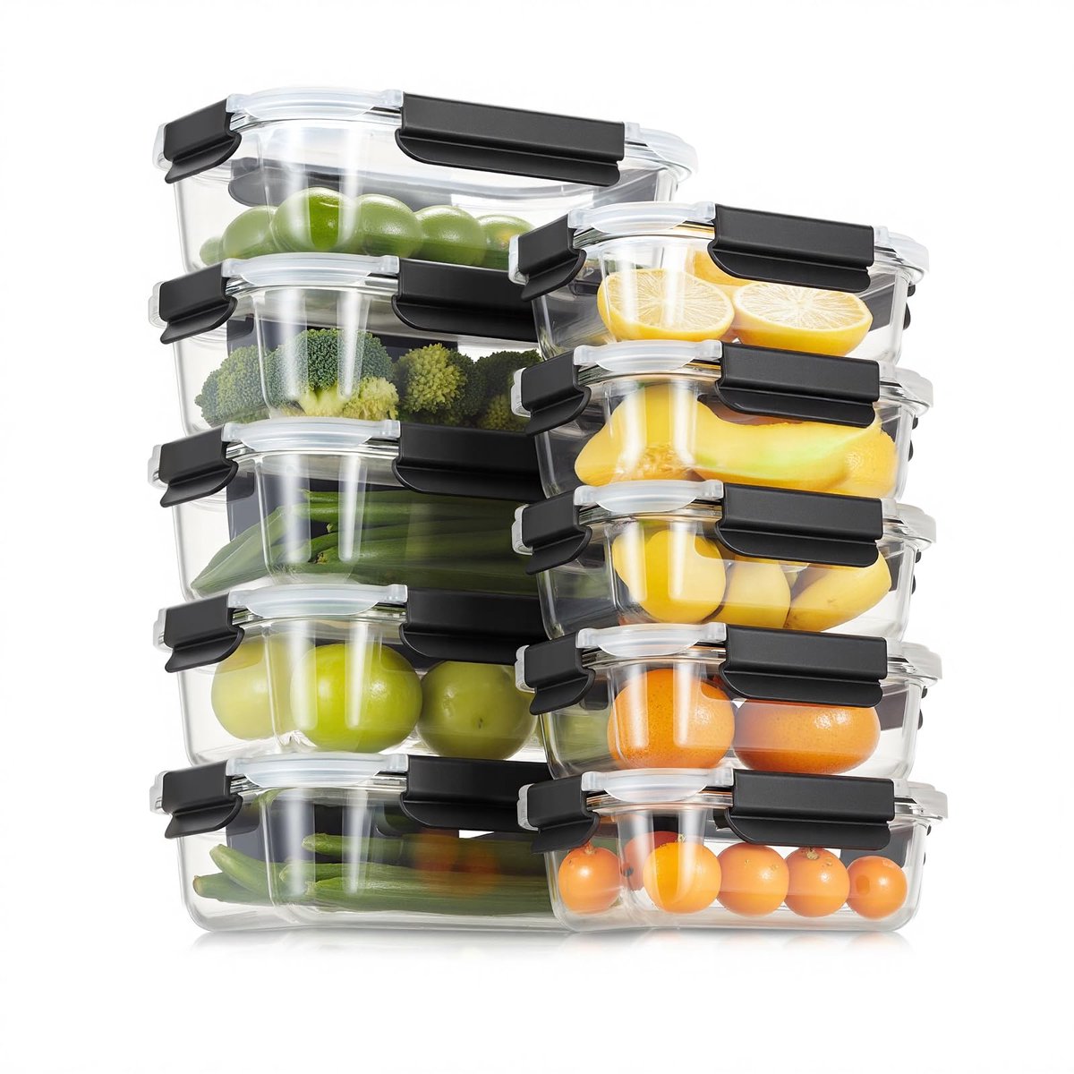 Unyqoos® 20-delige set glazen voedselcontainers met luchtdichte deksels voor versheid
