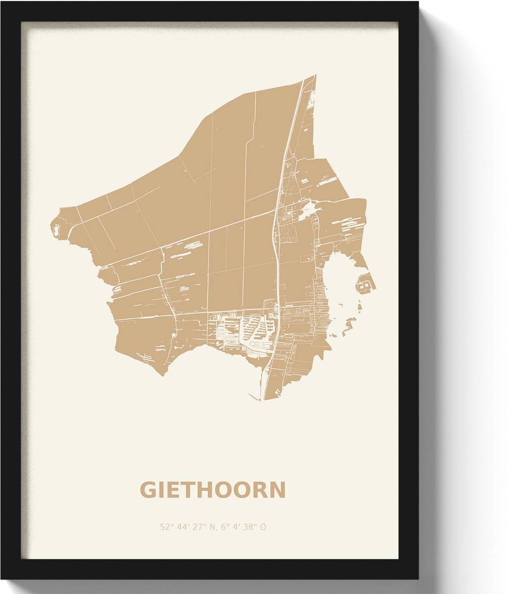 Poster Giethoorn A3 - 30 x 42 cm - Beige (Exclusief Lijst)