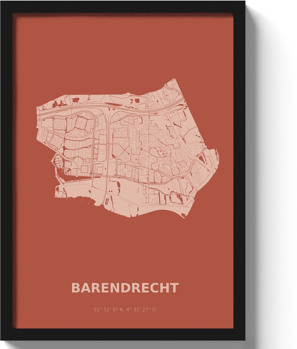 Poster Barendrecht A3 - 30 x 42 cm - Rood (Exclusief Lijst)