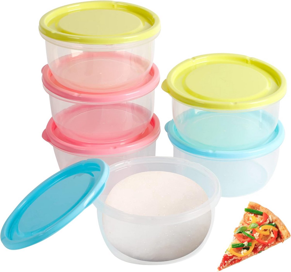 Pizza Ball Box met Deksel - 6 Stuks - Pizza Dough Box - Fermentatie Bak
