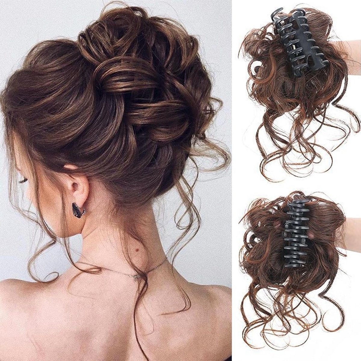 Paardenstaart haarstukje met clip van echt haar lichtbruin voor volume en styling