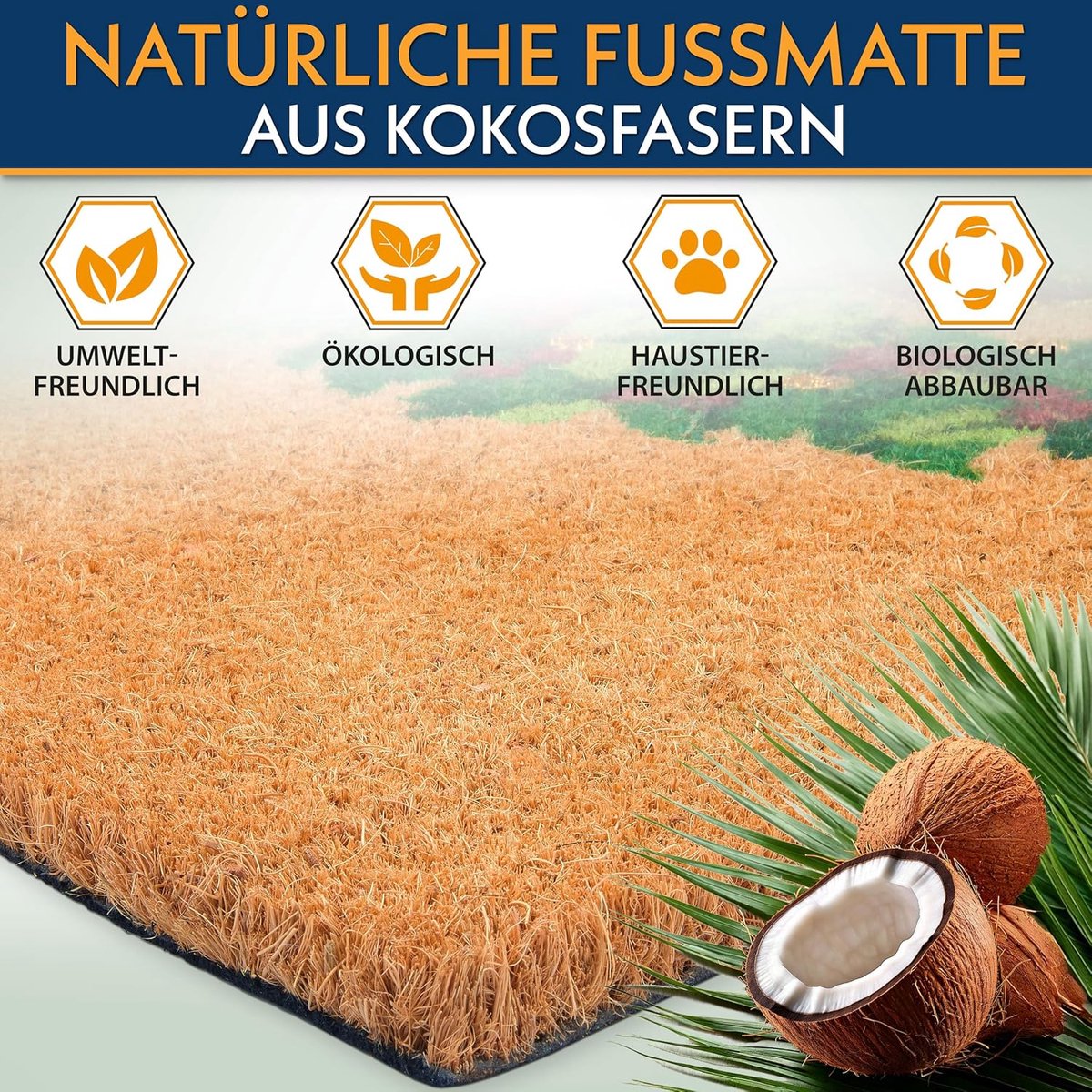 BRUBAKER Kerst Deurmat voor Buiten en Binnen - Kerstkrans met Strik - 45 x 75 cm Inkommat van 100% Kokos - Waterbestendig, Vuilafstotend en Slipvast - Ideaal voor de Voordeur, Tuin en Terras – foto 3
