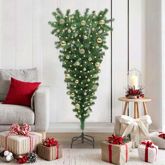 vidaXL - Op - de - kop - staande - Kunstkerstboom - met - Ballenset