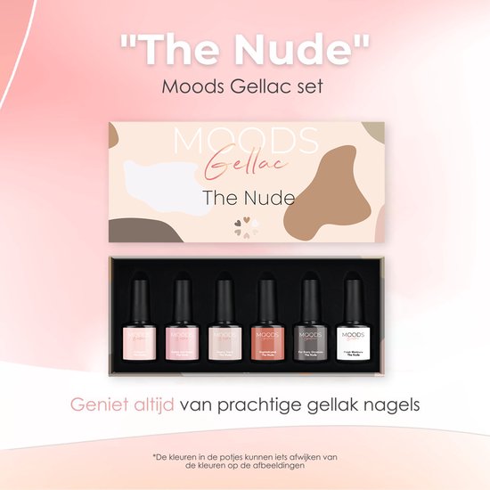 Moods Gellac 6-delige Set - Gel Nagellak - 8ML - The Nude Edition - Gellac - Nagels - Gellak Starterspakket - Nude Kleuren - HEMA- & TPO-vrij