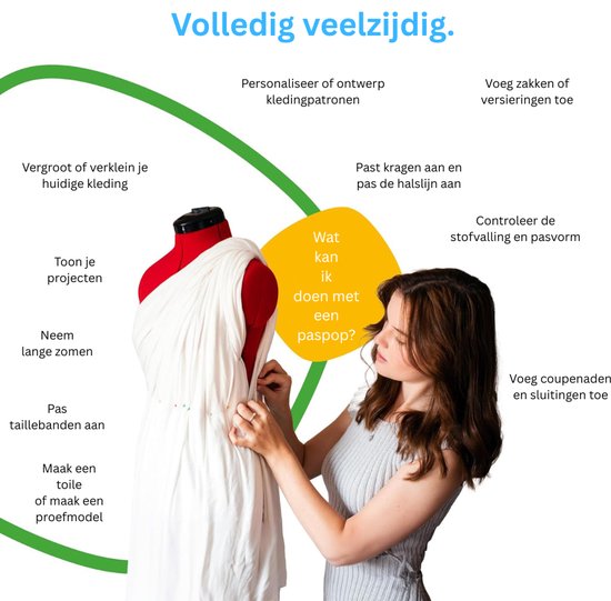 Damesbuste poppenkastpop torso gekleed paspop jute