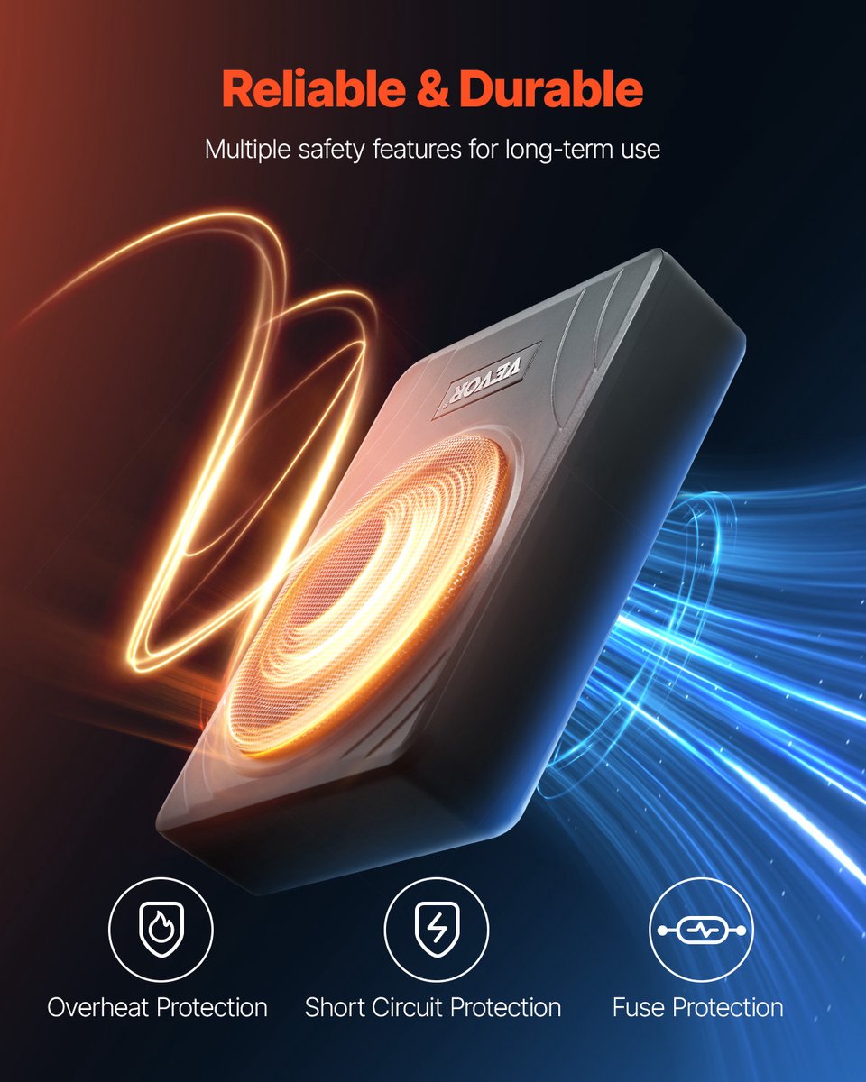VEVOR Auto-Subwoofer Onder de Stoel 300 W Slank Actief Subwoofersysteem 203mm – foto 8