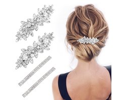 Haarspeld - Groot - Haarclip - Haarsieraad - Haarklem - Haar accessoires - Haarspelden - Haarklemmen - Dames - Zilver - Bruiloft - Feest - Cadeau TIP