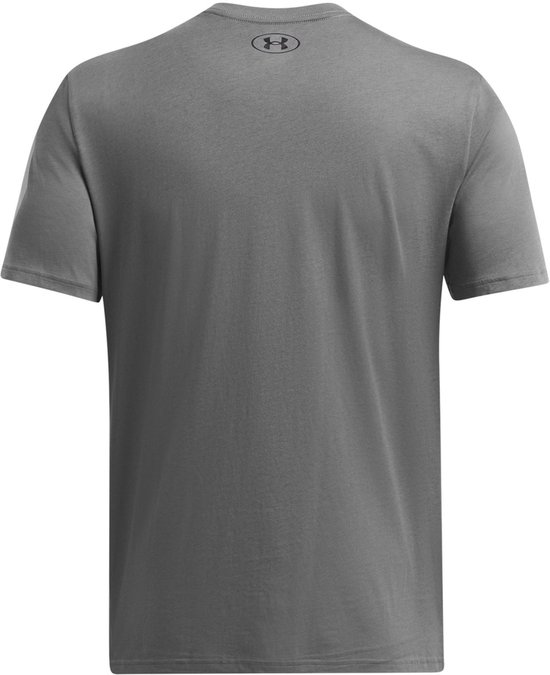 Grijze Under Armour sportshirt, achterkant, met logo op de nek.