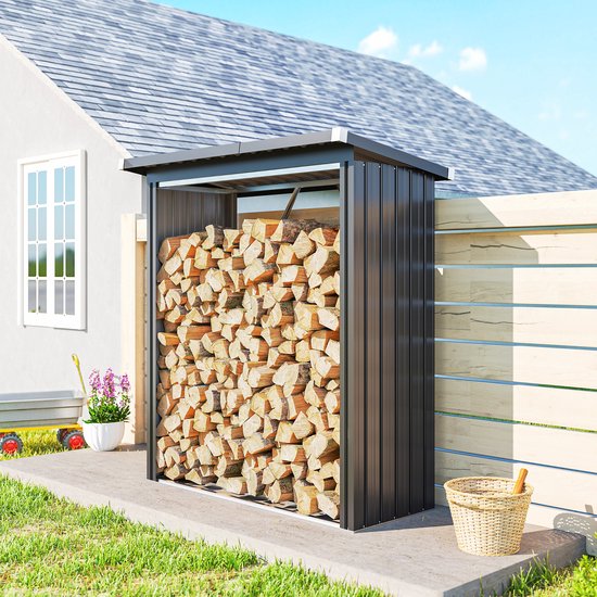 Outsunny Opslagplaats Voor Hout Gegalvaniseerd Staal 150L X 66 5B X outsunny-opslagplaats-voor-hout-gegalvaniseerd-staal-150l-x-66-5b-x