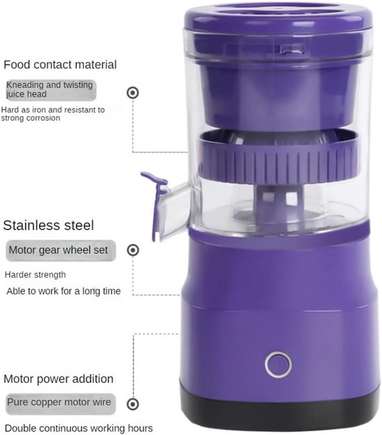 Elektrische mini-sapcentrifuge, draagbaar, oplaadbaar via USB, maakt sap, sinaasappelsap en fruitsap. van Merkloos — afbeelding 5