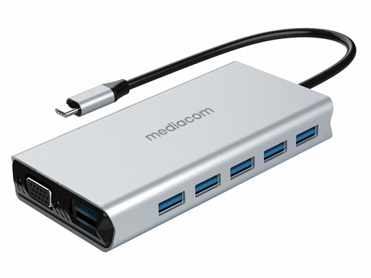 Mediacom MD-C317 laptop dock & poortreplicator Docking USB 3.2 Gen 1 (3.1 Gen 1) Type-C Aluminium