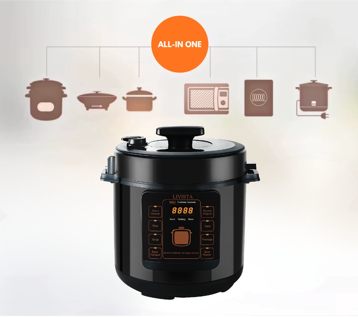 Livista Rijstkoker met Stomer - Snelkookpan – Multicooker – 6L – 1000W – Anti-aanbak – 3 Texturen, – Alles-in-één Koken