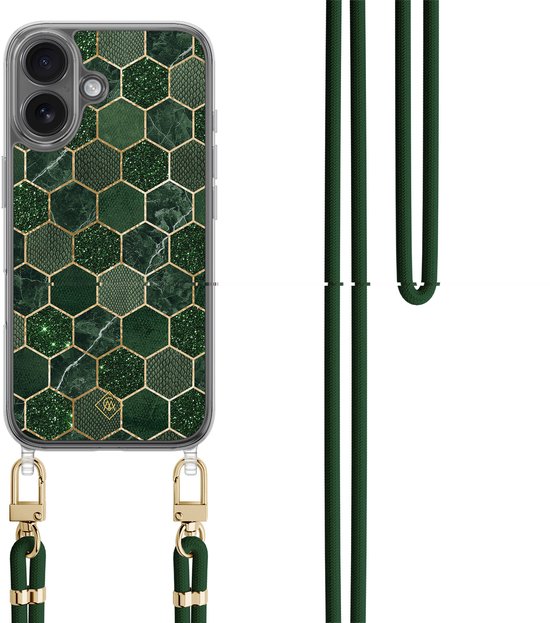 Étui Casimoda avec cordon vert - Compatible iPhone 17 - Vert Cube - Cordon détachable - TPU/polycarbonate - Vert
