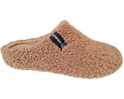 Verbenas York Nairobi Camel Pantoffels Open Sloffen Beige Textiel Dames - cognac - Maat 40