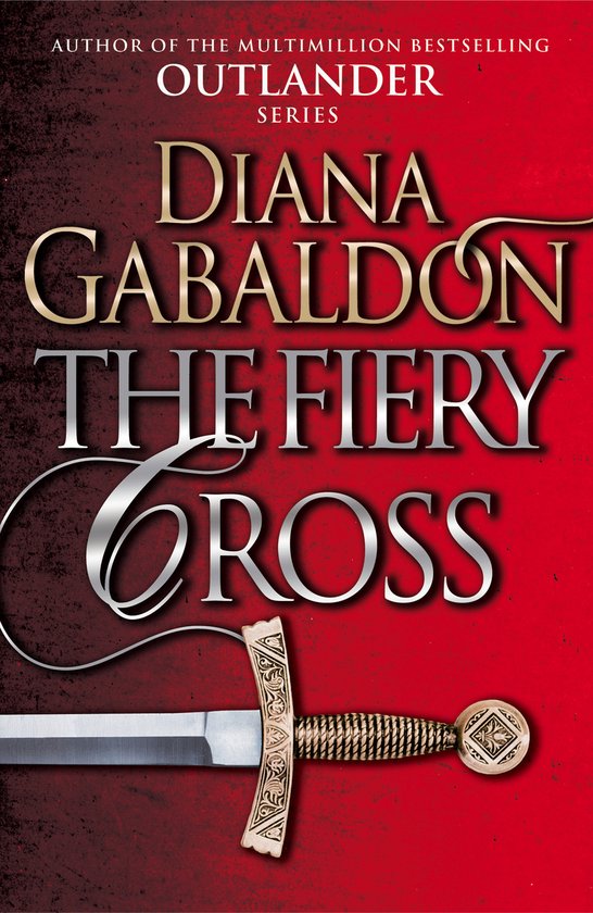 Boekcover met rode achtergrond en een zwaard. Titel: 'The Fiery Cross'.