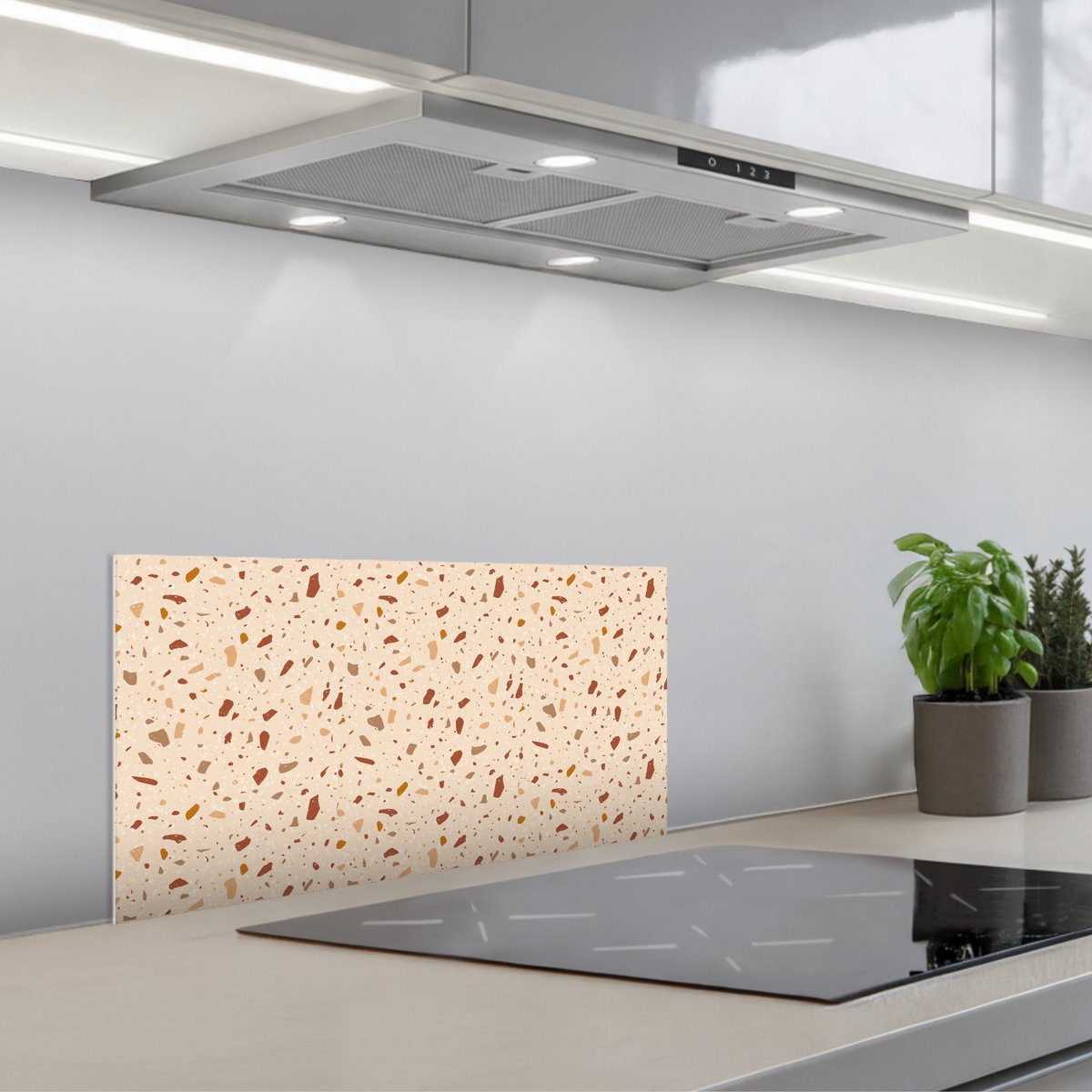 Spatscherm 60x30 cm - Zelfklevende achterwand Terrazzo - Patroon - Kleurrijk - Steen - Keuken muurbeschermer - Spatwand fornuis